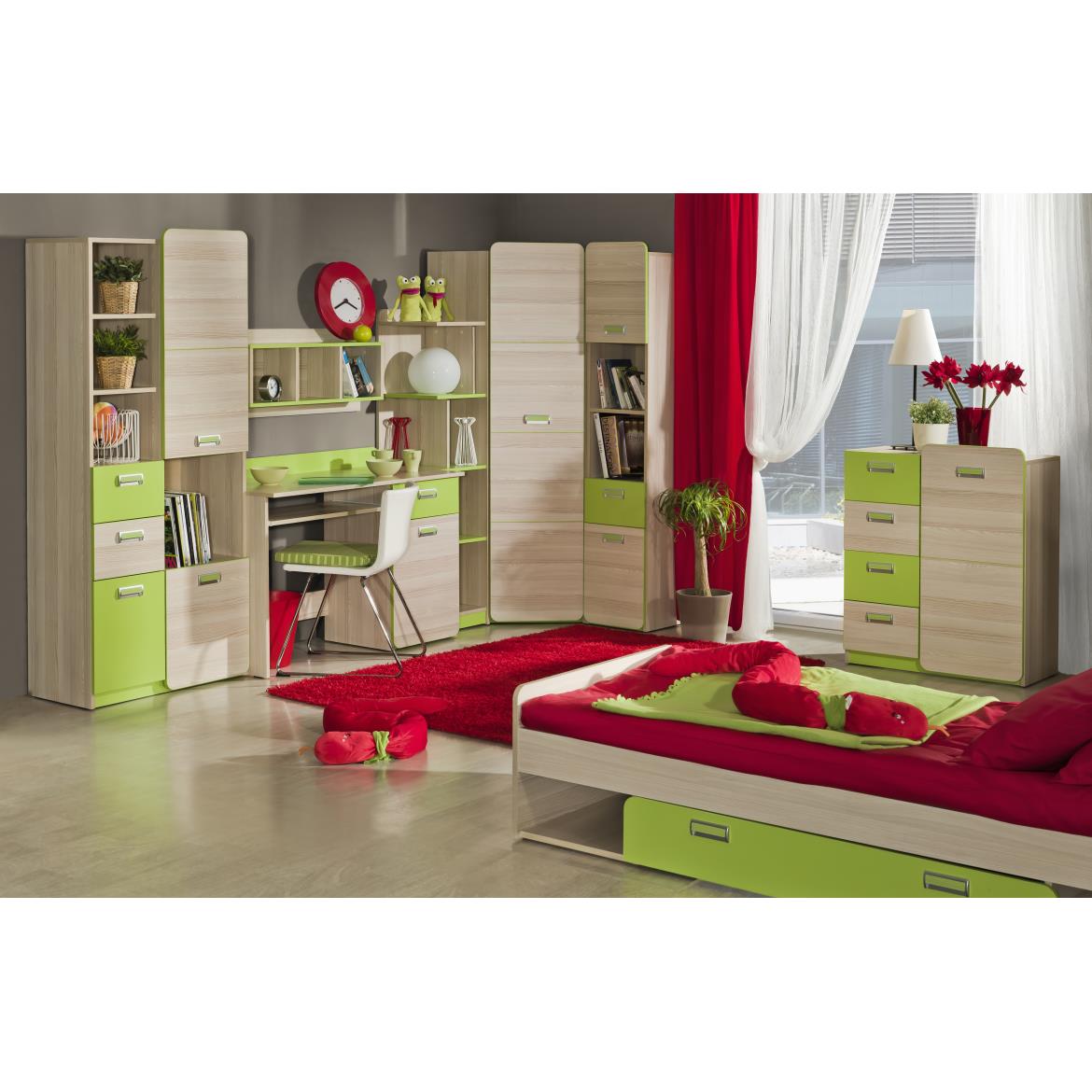 Lorento polica 38x35x154,4 natur/zelena