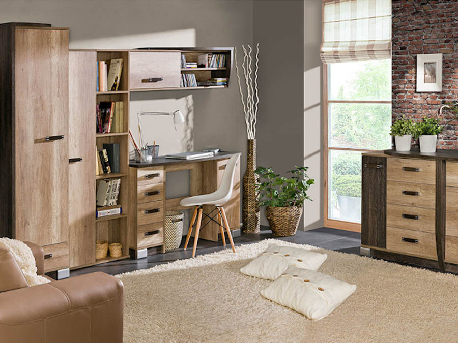 Romero zidni element 120x31x37,5 tamni/svetli hrast