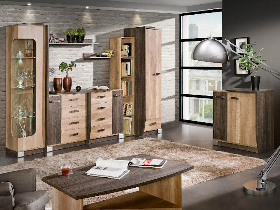 Romero zidni element 120x31x37,5 tamni/svetli hrast