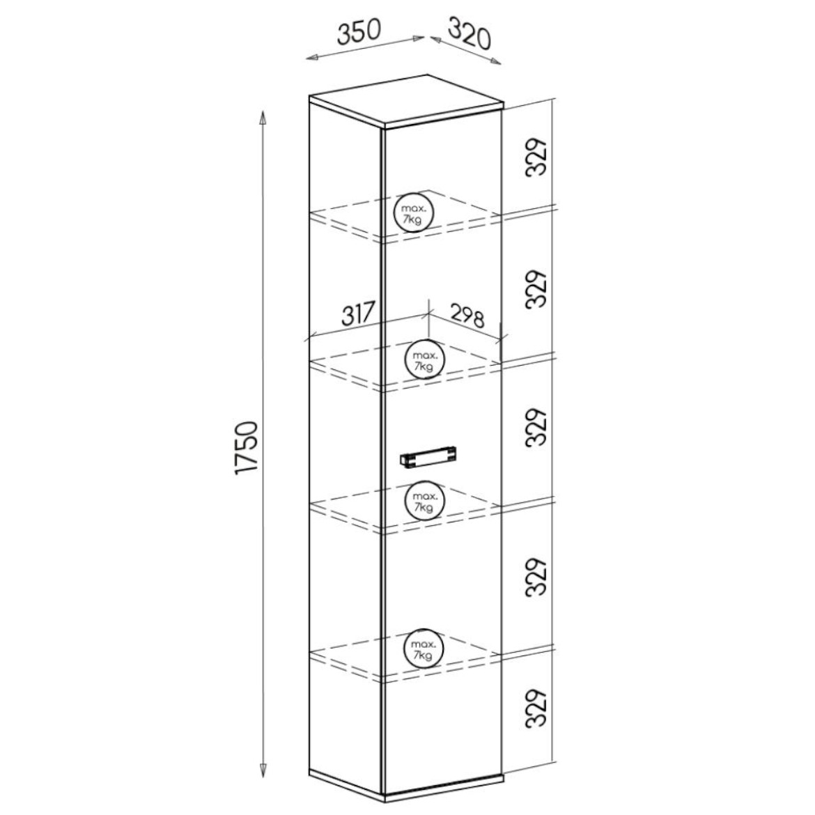 Romaro ormar 1 vrata 35x32x175 svijetli hrast