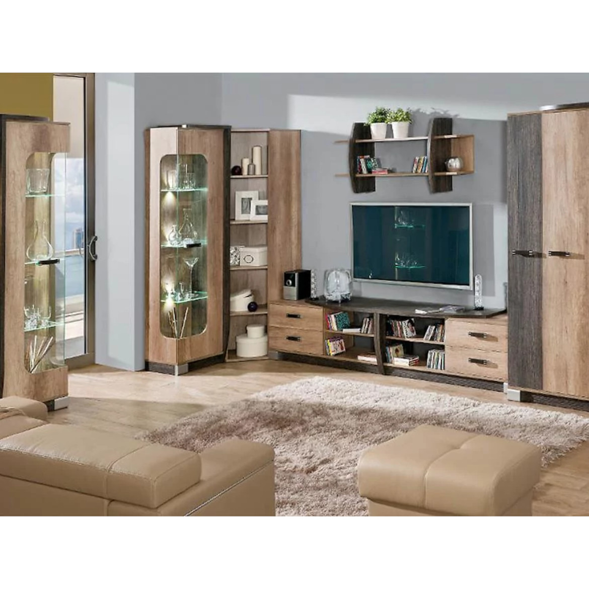 Ormar Romero 2 vrata 80x58x192,5 svetli/tamni hrast