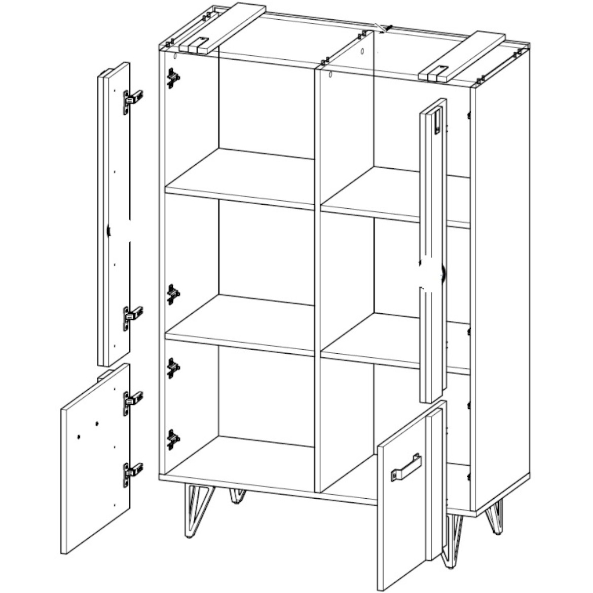 Lofter polica 2 vrata+4 otvora 90,1x41,3x137 natur/beton