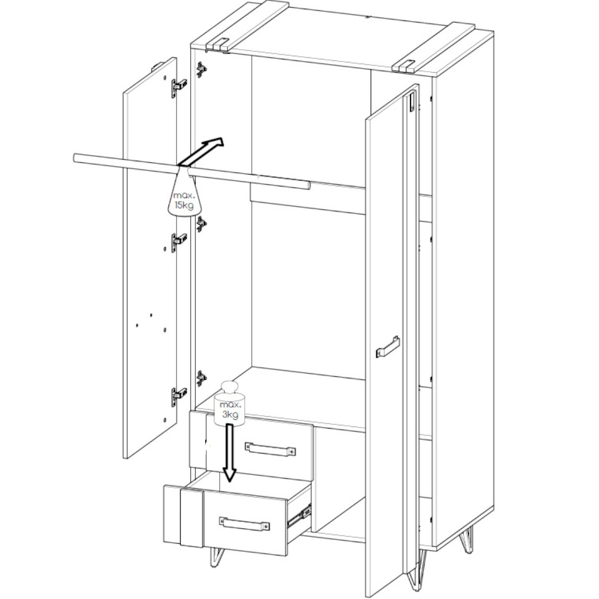 Ormar Lofter 2 vrata + 2 fioke 90x55,3x187 hrast wotan/beton