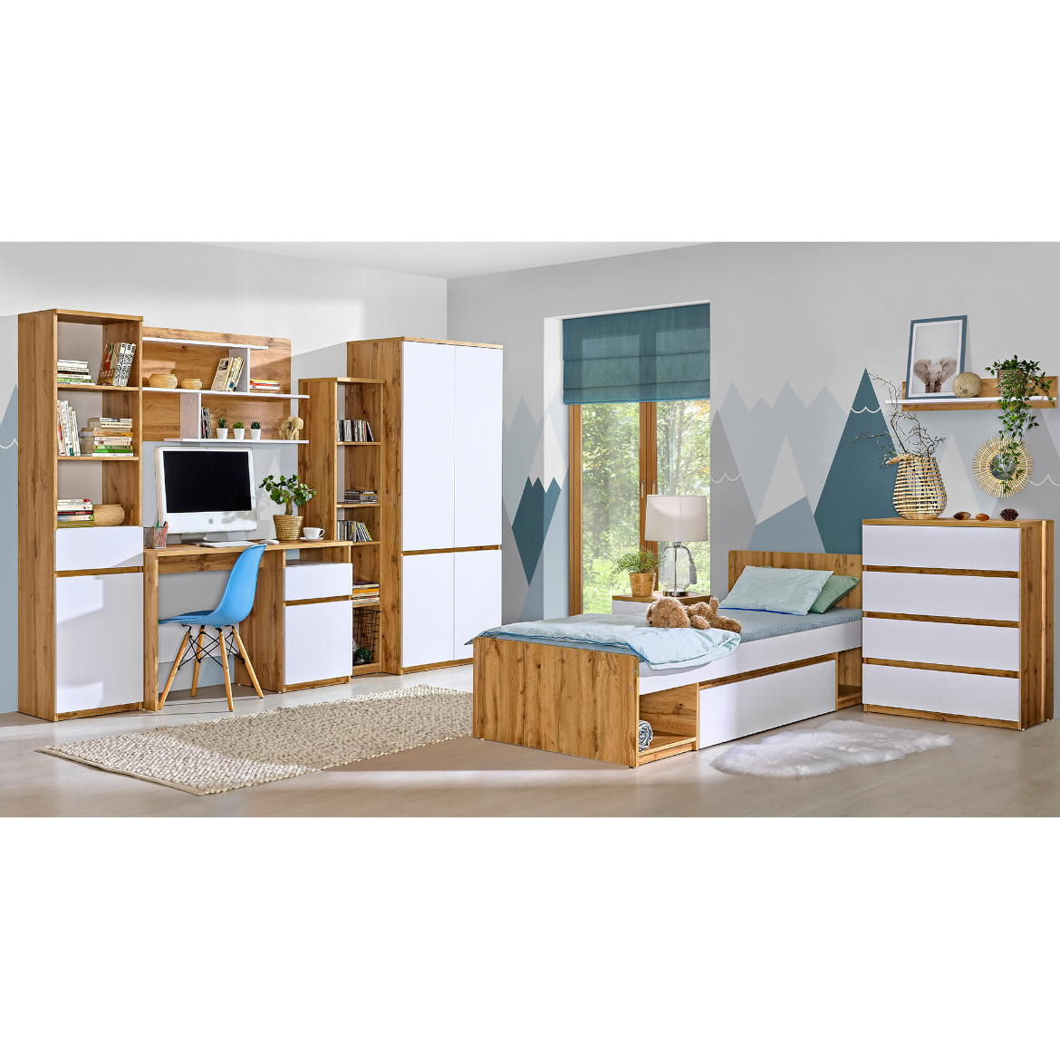 Arca polica 2 fioke+6 otvora 80x40x150,7 natur/bela