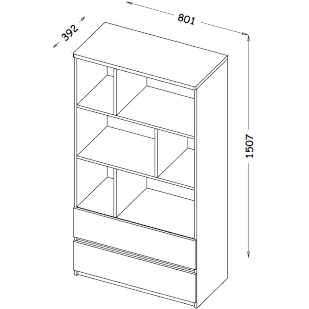 Arca polica 2 fioke+6 otvora 80x40x150,7 bela