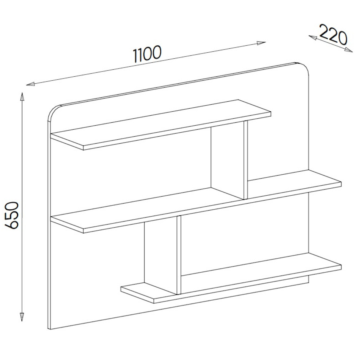 Lorento zidna polica 110x22x65 bela/natur
