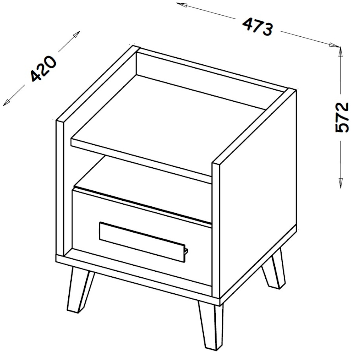 Werso nocni ormaric 1 fioka 47.3x42x57.2 natur / sivi / beli