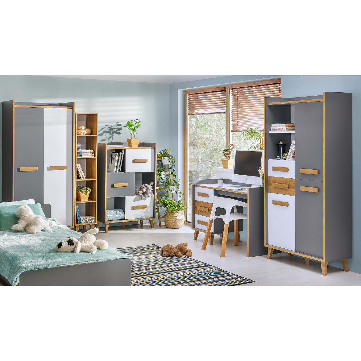 Werso nocni ormaric 1 fioka 47.3x42x57.2 natur / sivi / beli