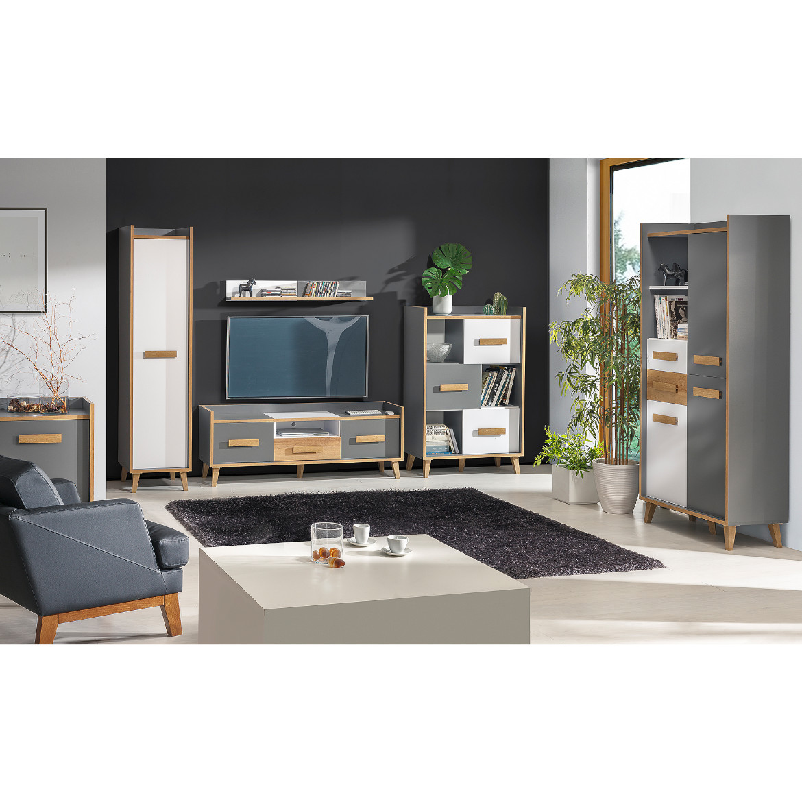 Werso nocni ormaric 1 fioka 47.3x42x57.2 natur / sivi / beli