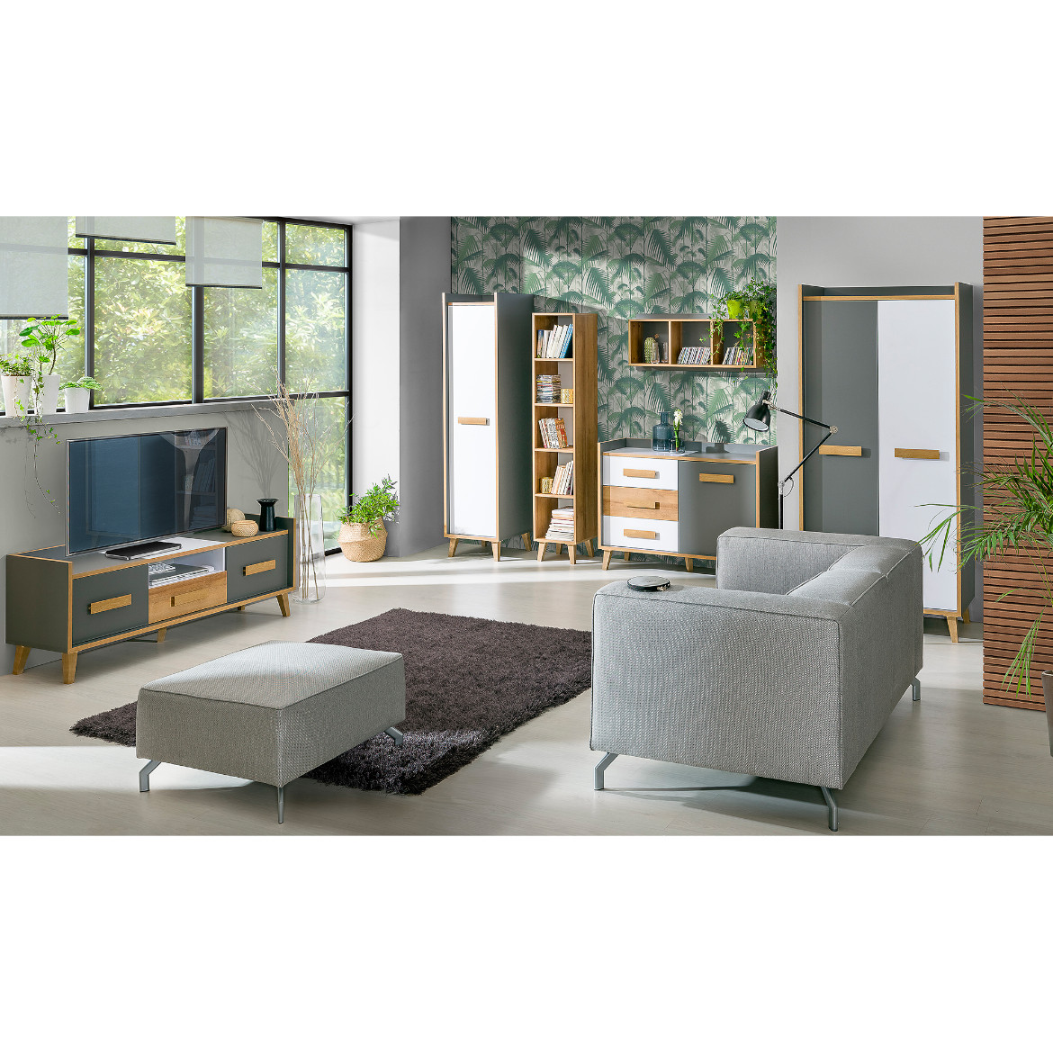Werso nocni ormaric 1 fioka 47.3x42x57.2 natur / sivi / beli