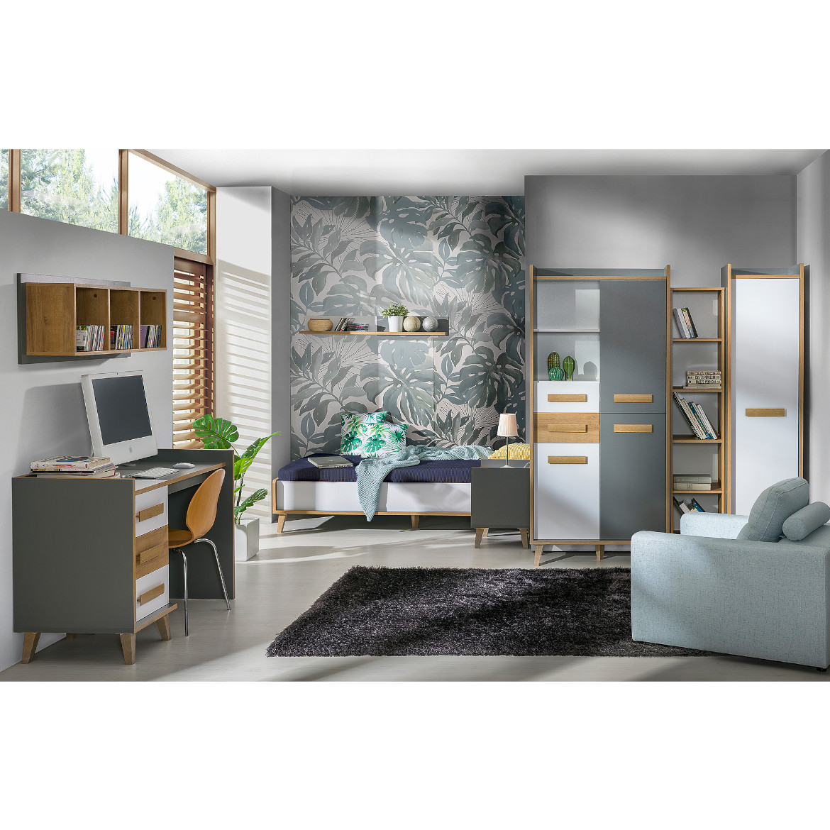 Werso nocni ormaric 1 fioka 47.3x42x57.2 natur / sivi / beli