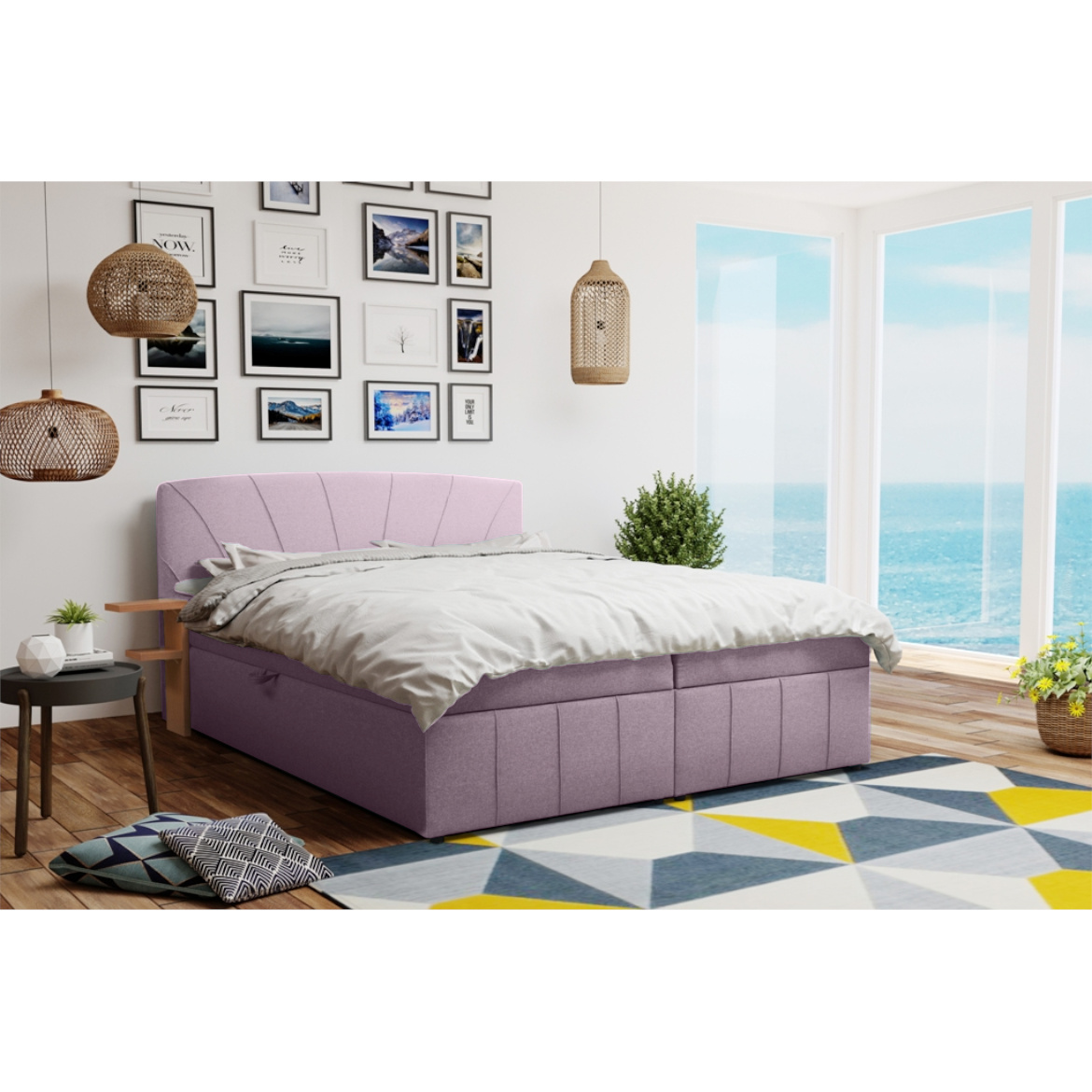 Krevet Cairo sa 2 prostora za odlaganje 165x211x92 roze