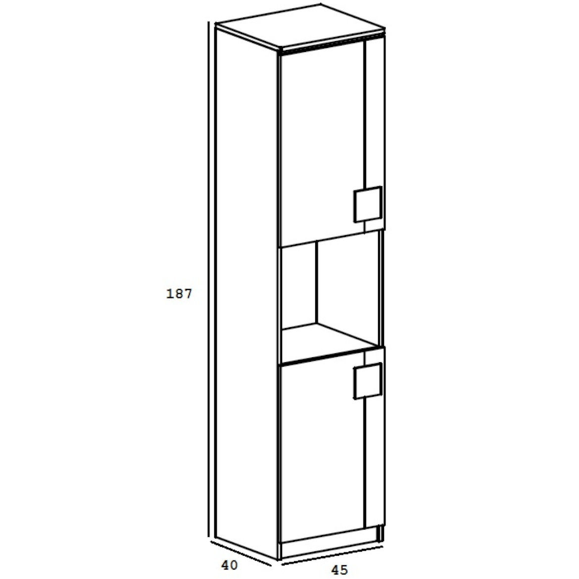 Gumi 2 vrata+1 otvor 45x40x187 siva/bela