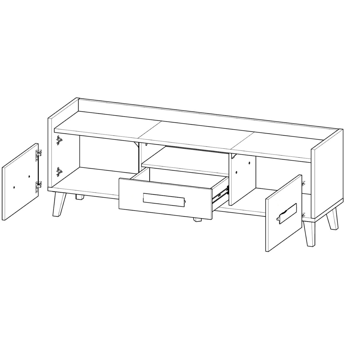 Werso TV komoda 2 vrata + 1 fioka 160x42x57,2 natur / siva / bela