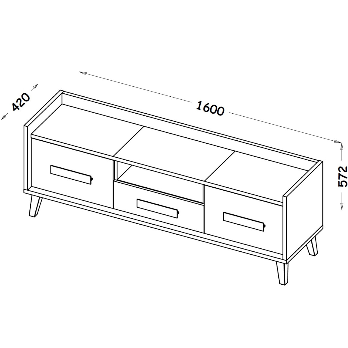 Werso TV komoda 2 vrata + 1 fioka 160x42x57,2 natur / siva / bela