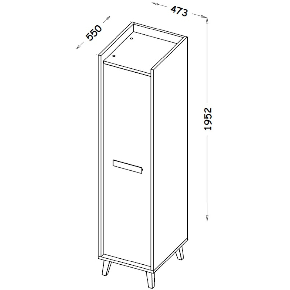 Ormar Werso 1 vrata 55x55x195,2 natur/siva/bela