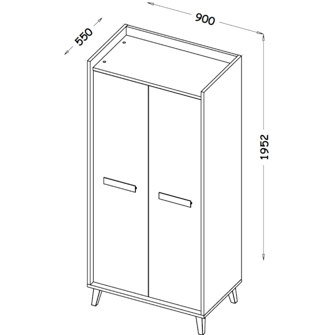 Ormar Werso 2 vrata 90x55x195,2 natur/siva/bela