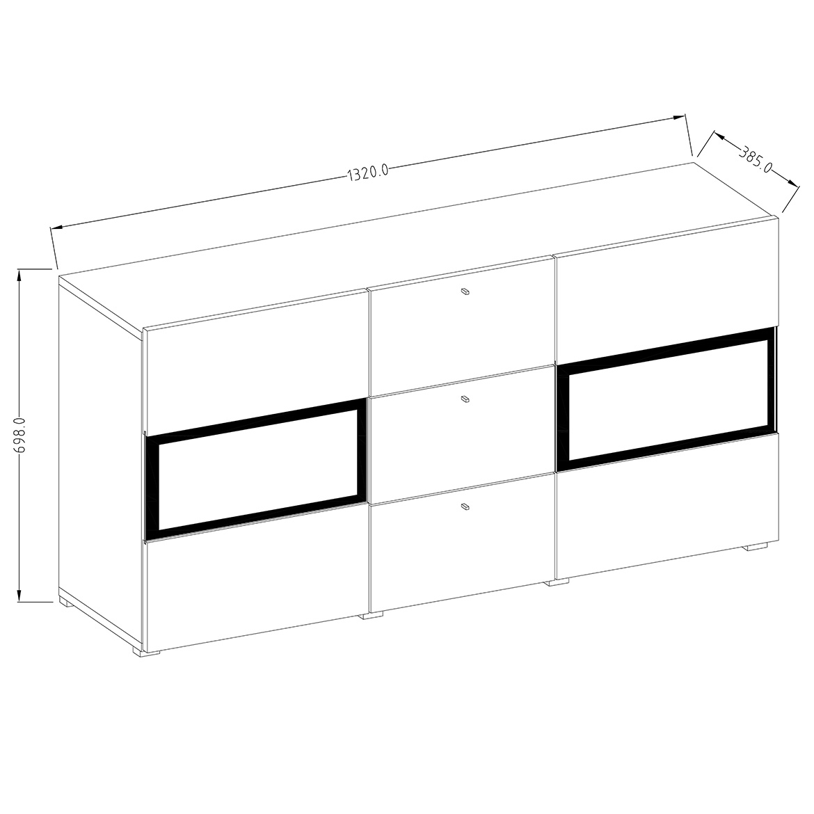 Baros komoda 2 vrata + 3 fioke 132x39x70 cm natur