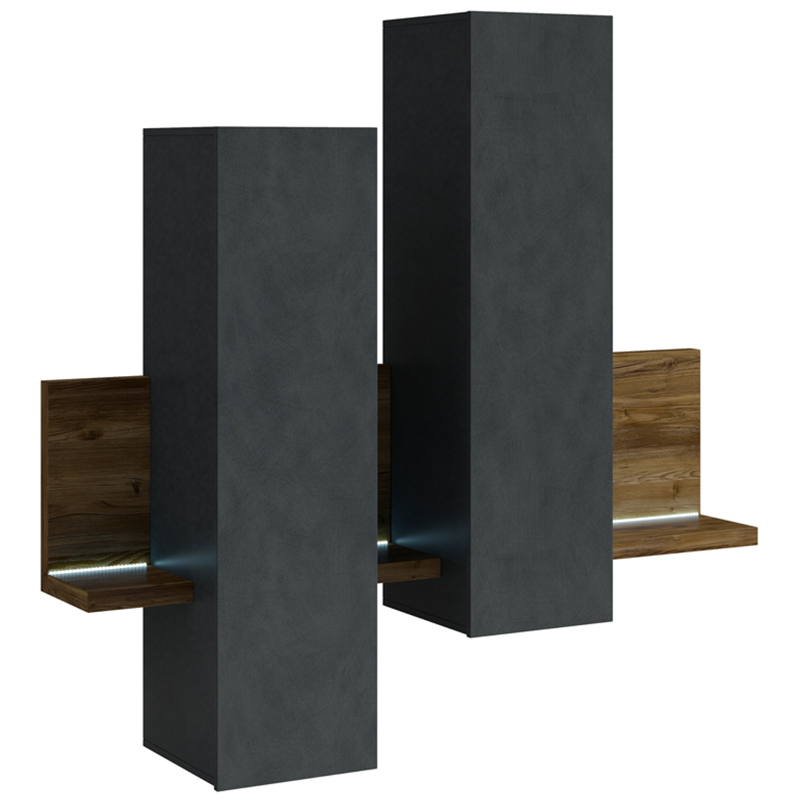 Bota zidni element 2 vrata+3 police 152x35x136 tamni hrast/crni