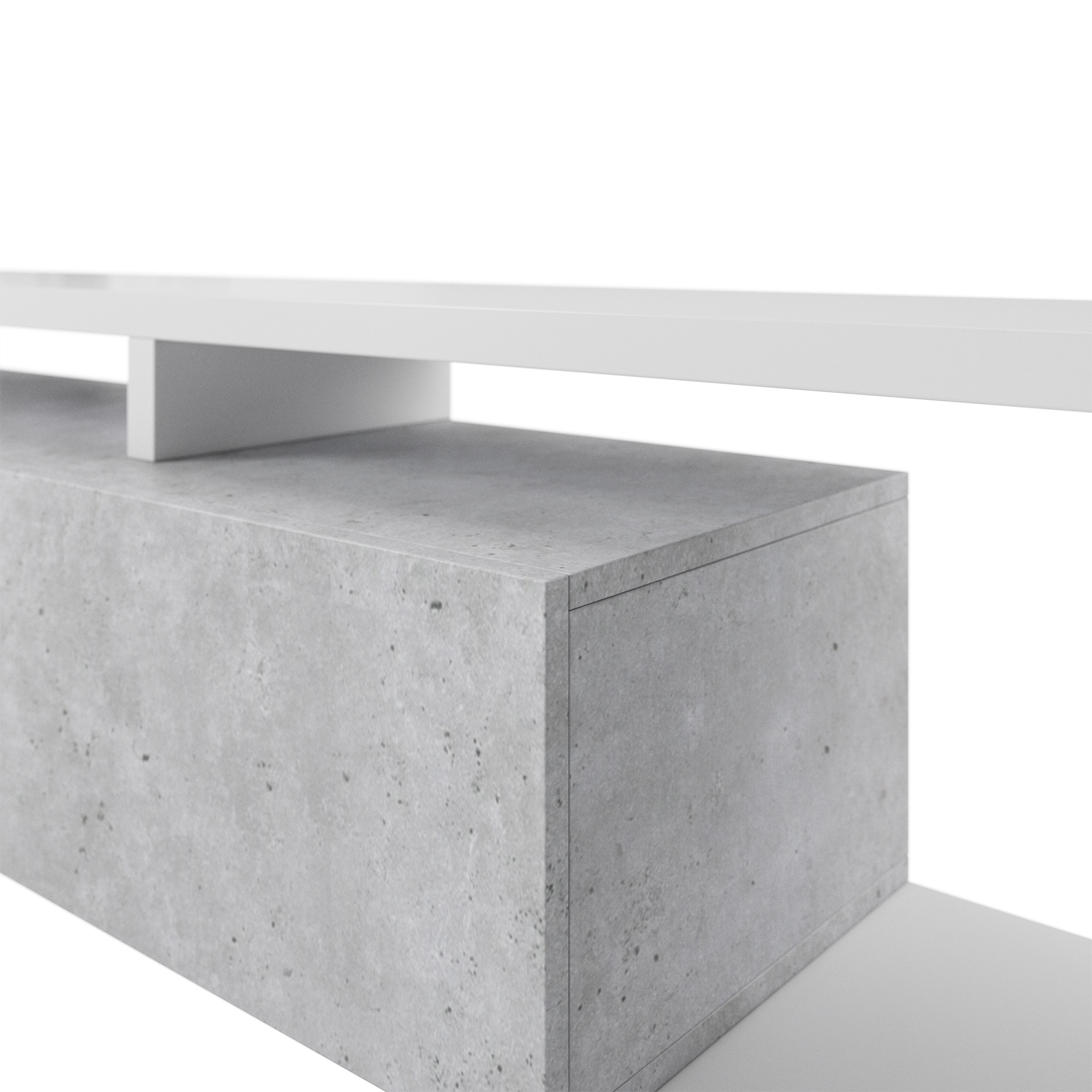 Bota komoda 2 vrata + 4 fioke + 3 police 180x37x98 cm beton/bela