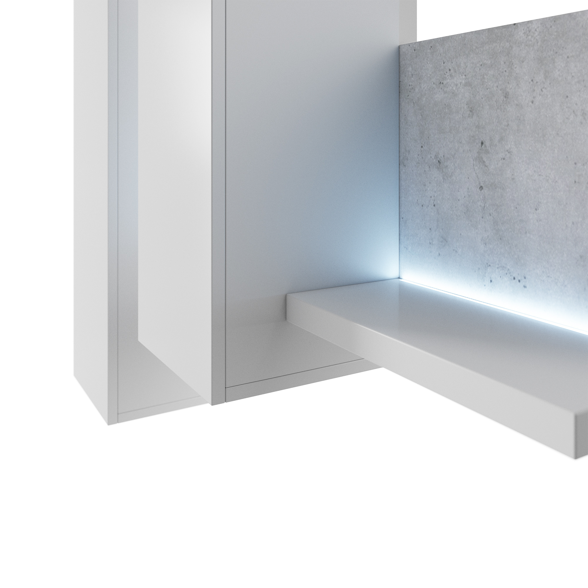Bota komoda 2 vrata + 4 fioke + 3 police 180x37x98 cm beton/bela