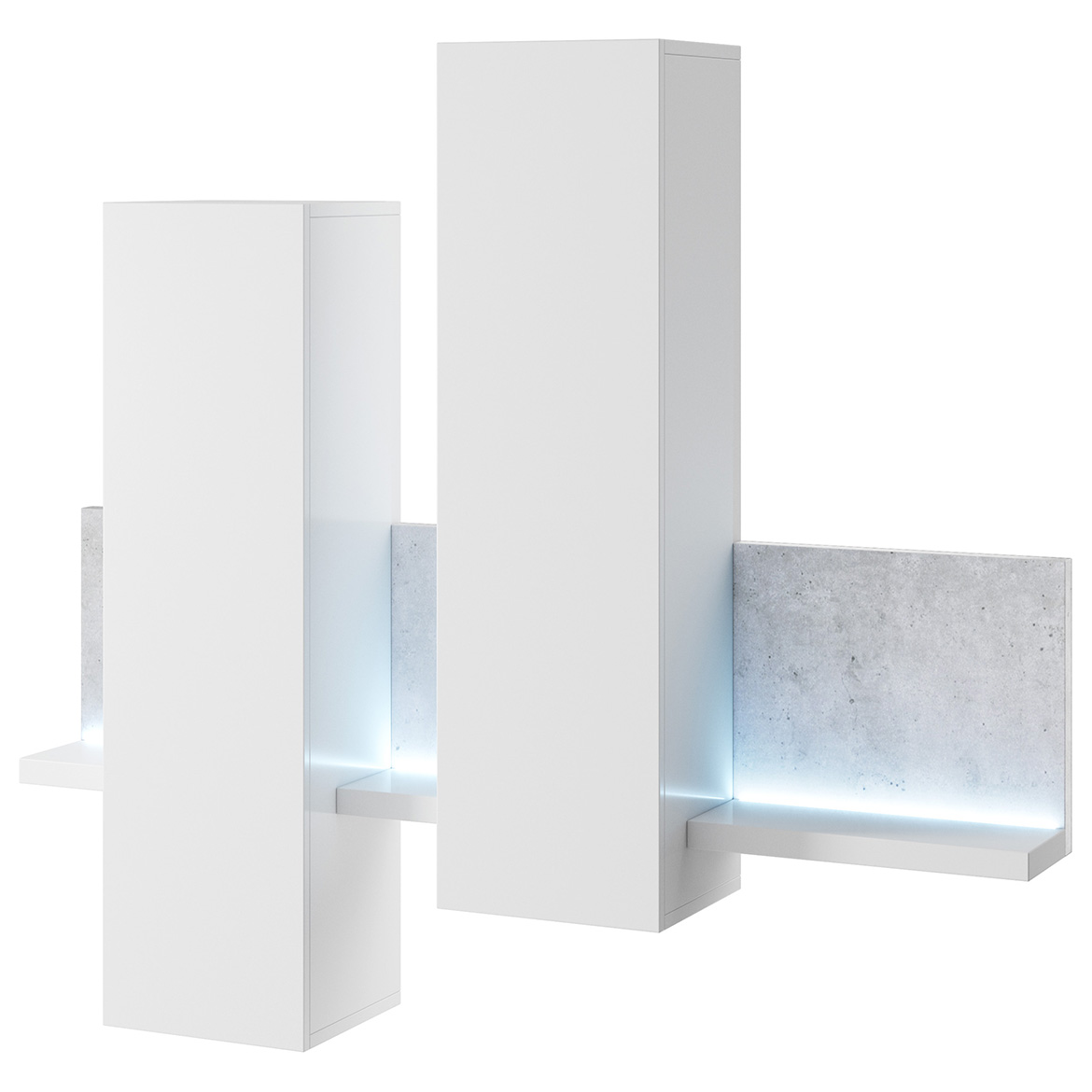 Bota zidni element 2 vrata+3 police 152x35x136  beton/beli