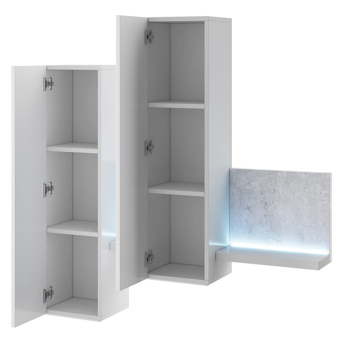 Bota zidni element 2 vrata+3 police 152x35x136  beton/beli