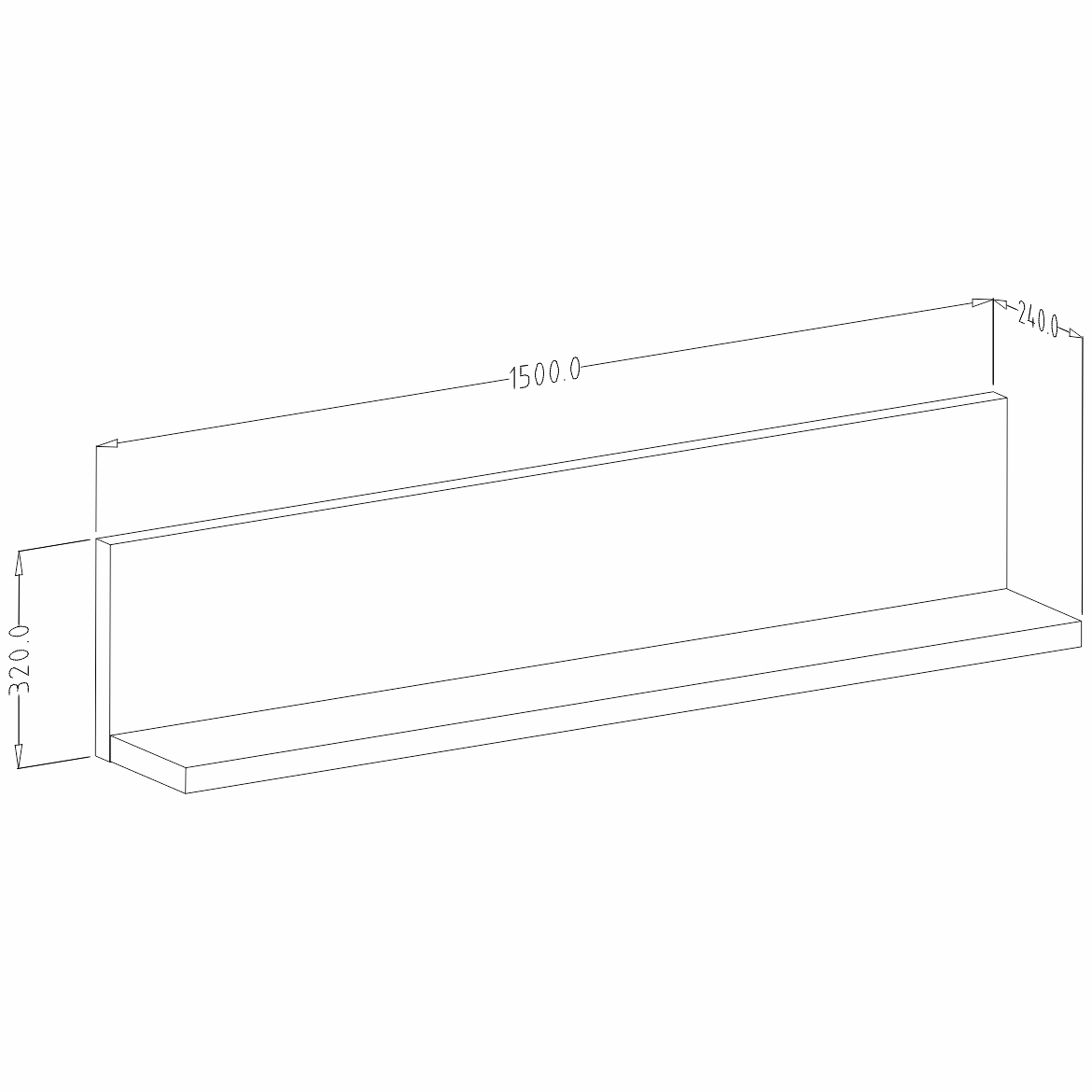 Bota zidna polica 150x24x32 bela/beton