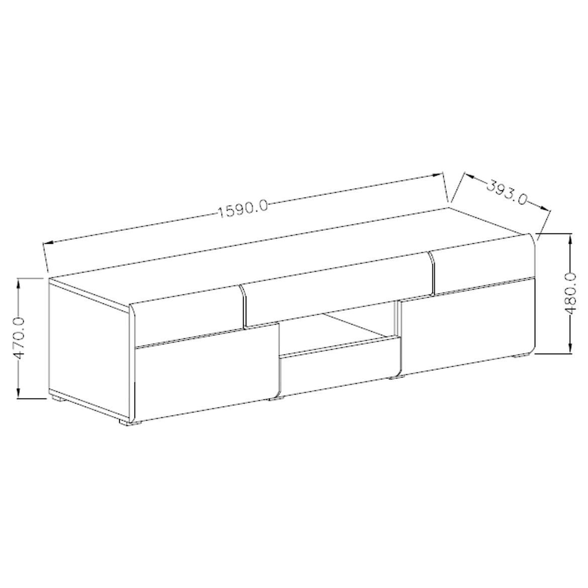 Toledo TV komoda 2 vrata + 2 fioke 159x39x48 cm tamno siva / natur