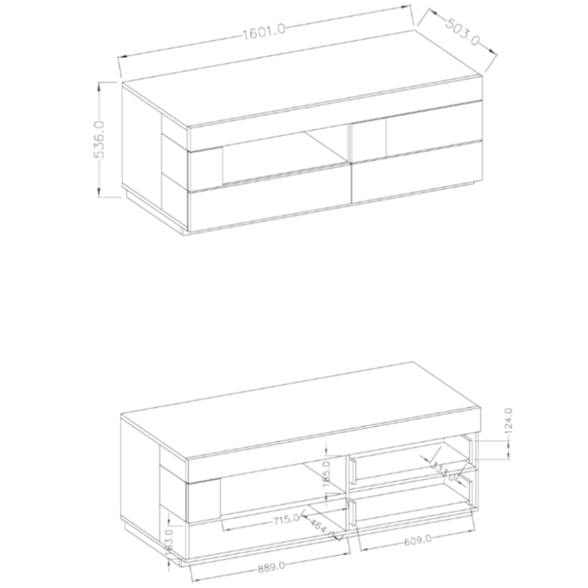 Silke TV komoda 1 vrata+2 fioke+1 otvor 160x50x54 bela/natur