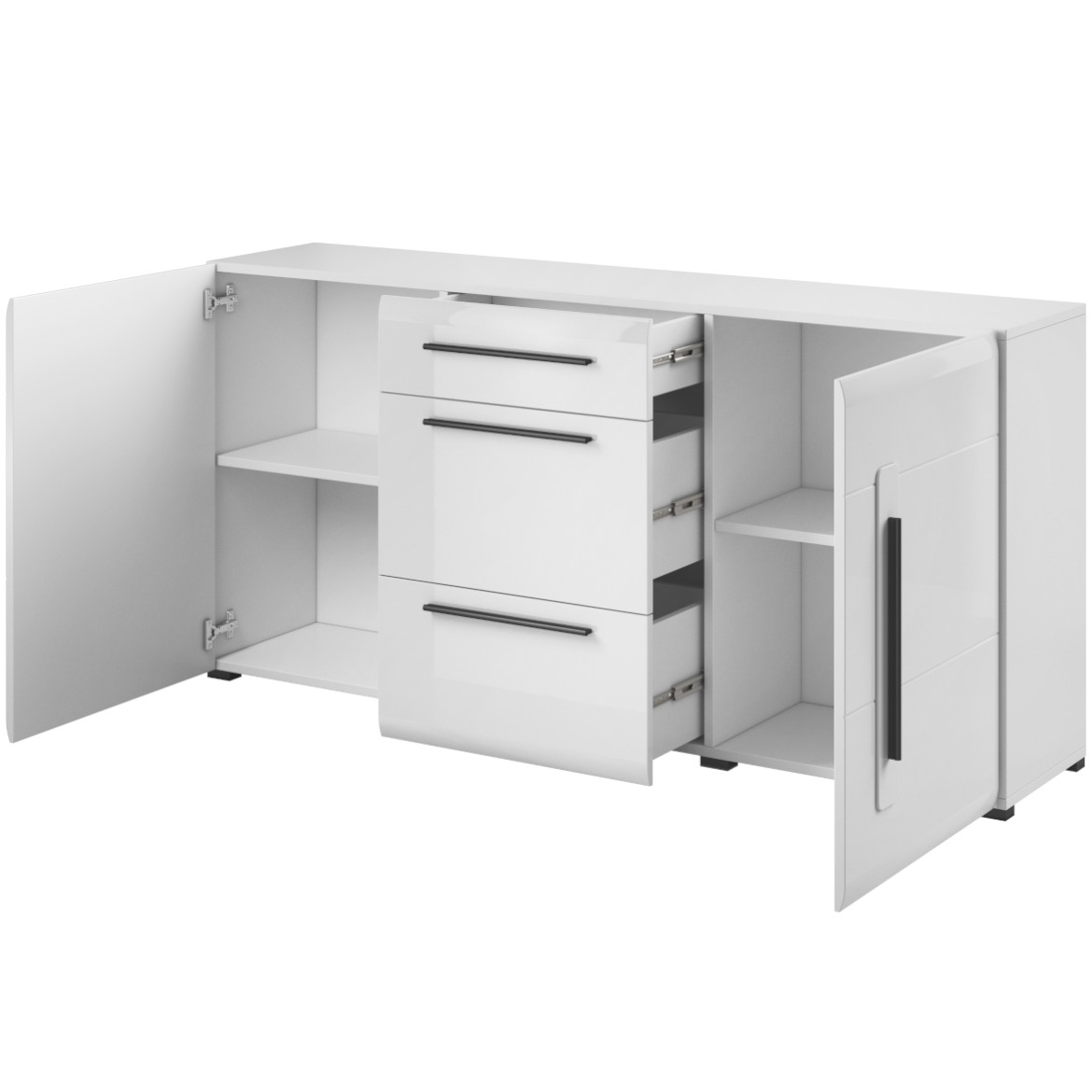 Tulsa komoda 86 2 vrata + 3 fioke 180x39x86 cm bela visoki sjaj