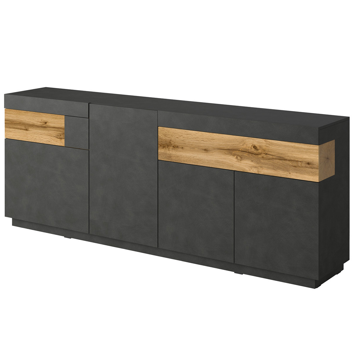 Silke komoda 4 vrata+2 fioke 219x40x85  crna/ natur