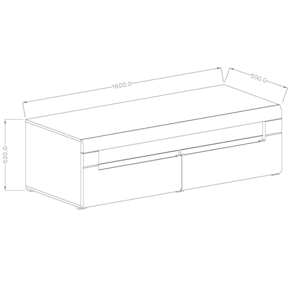 Hektor TV komoda 2 fioke + 2 otvora 160x55x52 cm beli visoki sjaj