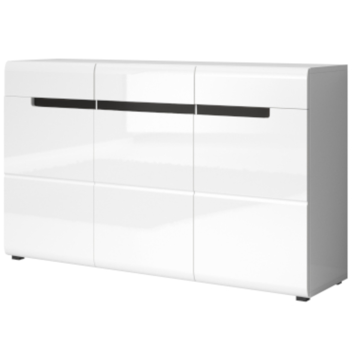 Hektor komoda 3 vrata + 3 fioke 137x37x81 cm bela / visoki sjaj bela