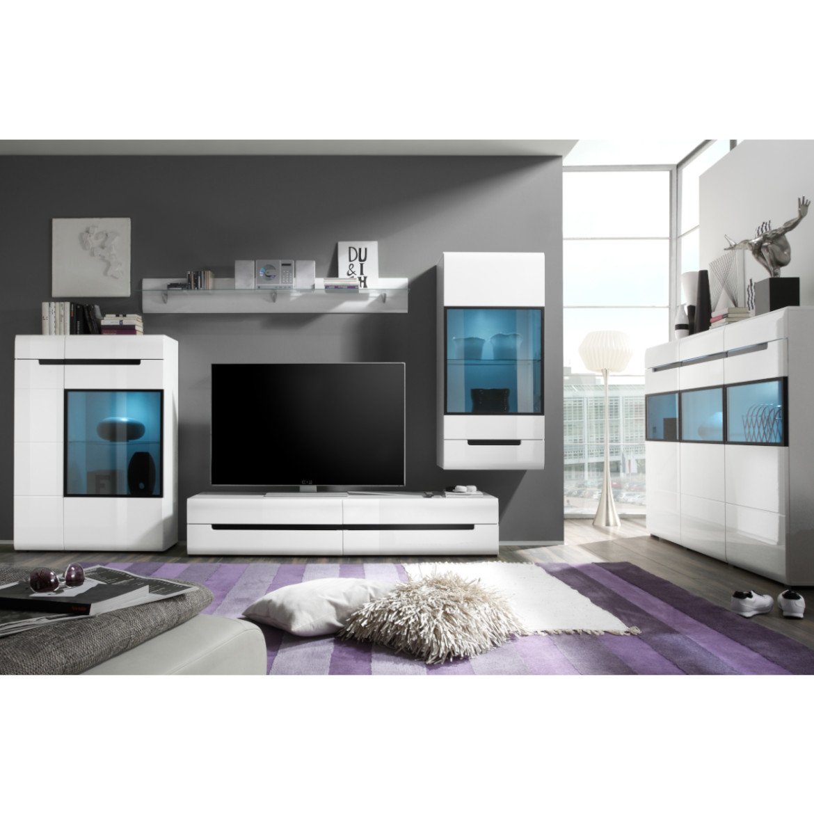 Hektor komoda 3 vrata + 3 fioke 137x37x81 cm bela / visoki sjaj bela