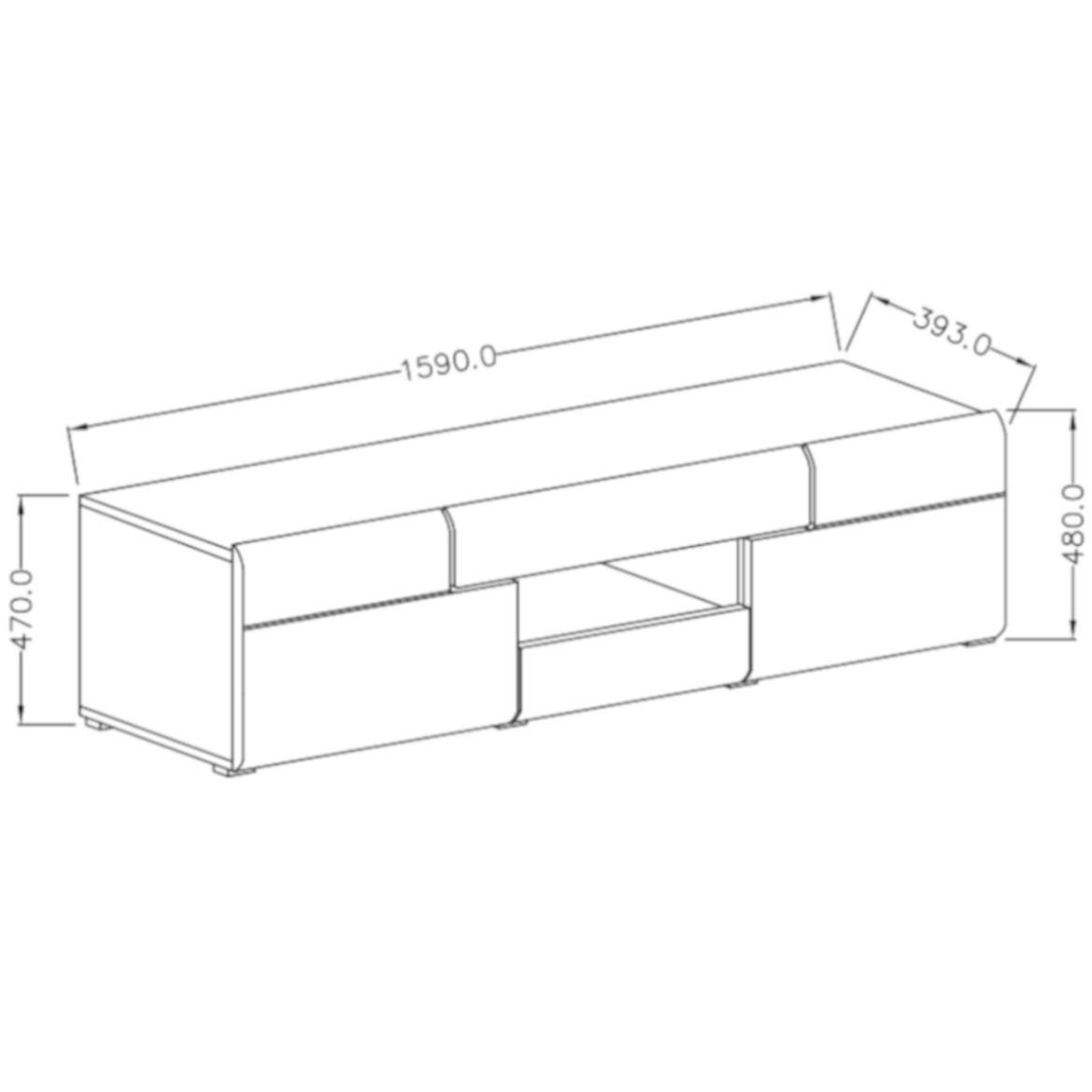 Toledo TV komoda 2 vrata + 2 fioke + 1 polica 159x39x48 cm bela/natur