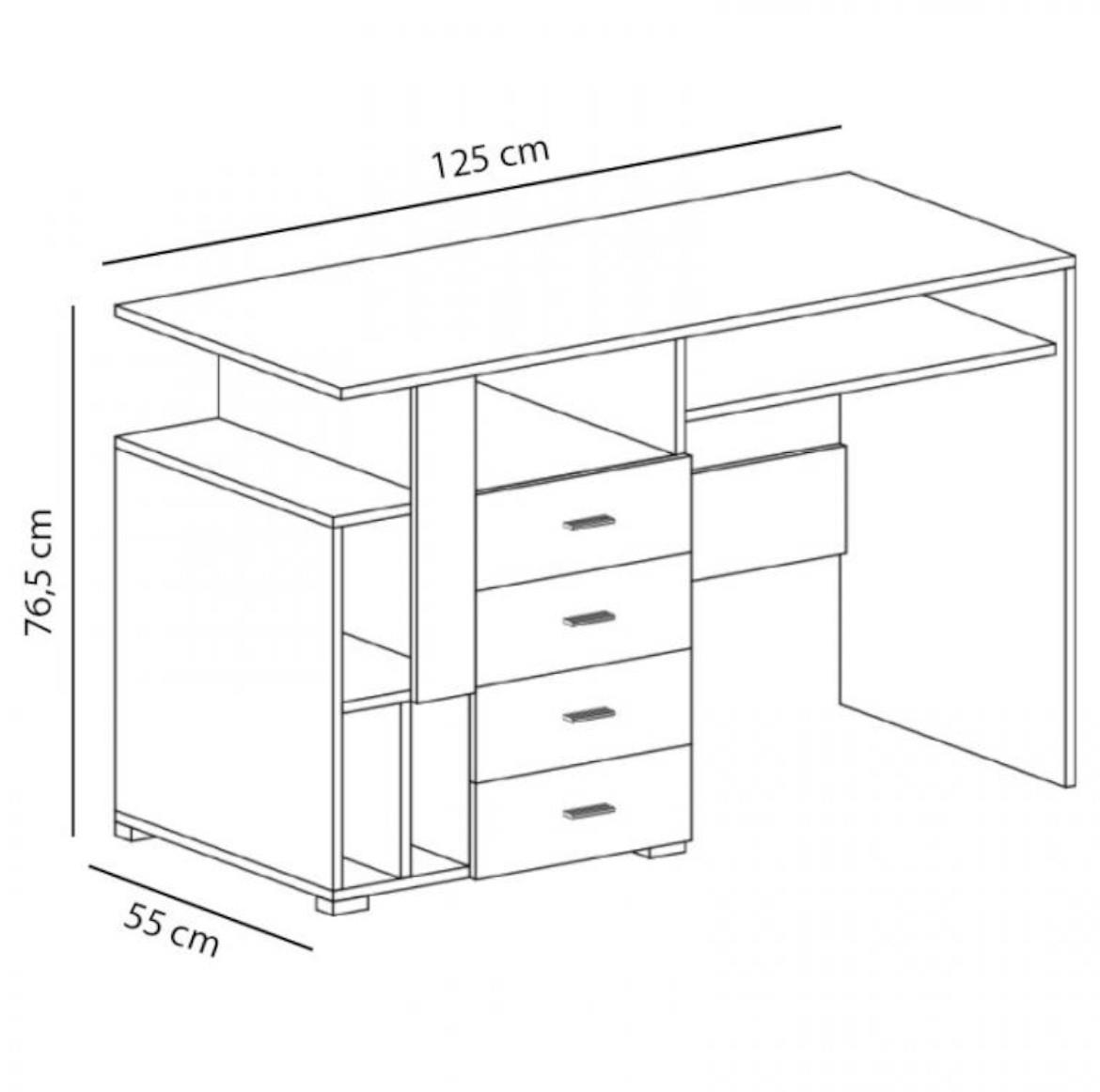 Next NX-13 radni sto 4 fioke125x55x76,5 cm belo/braon