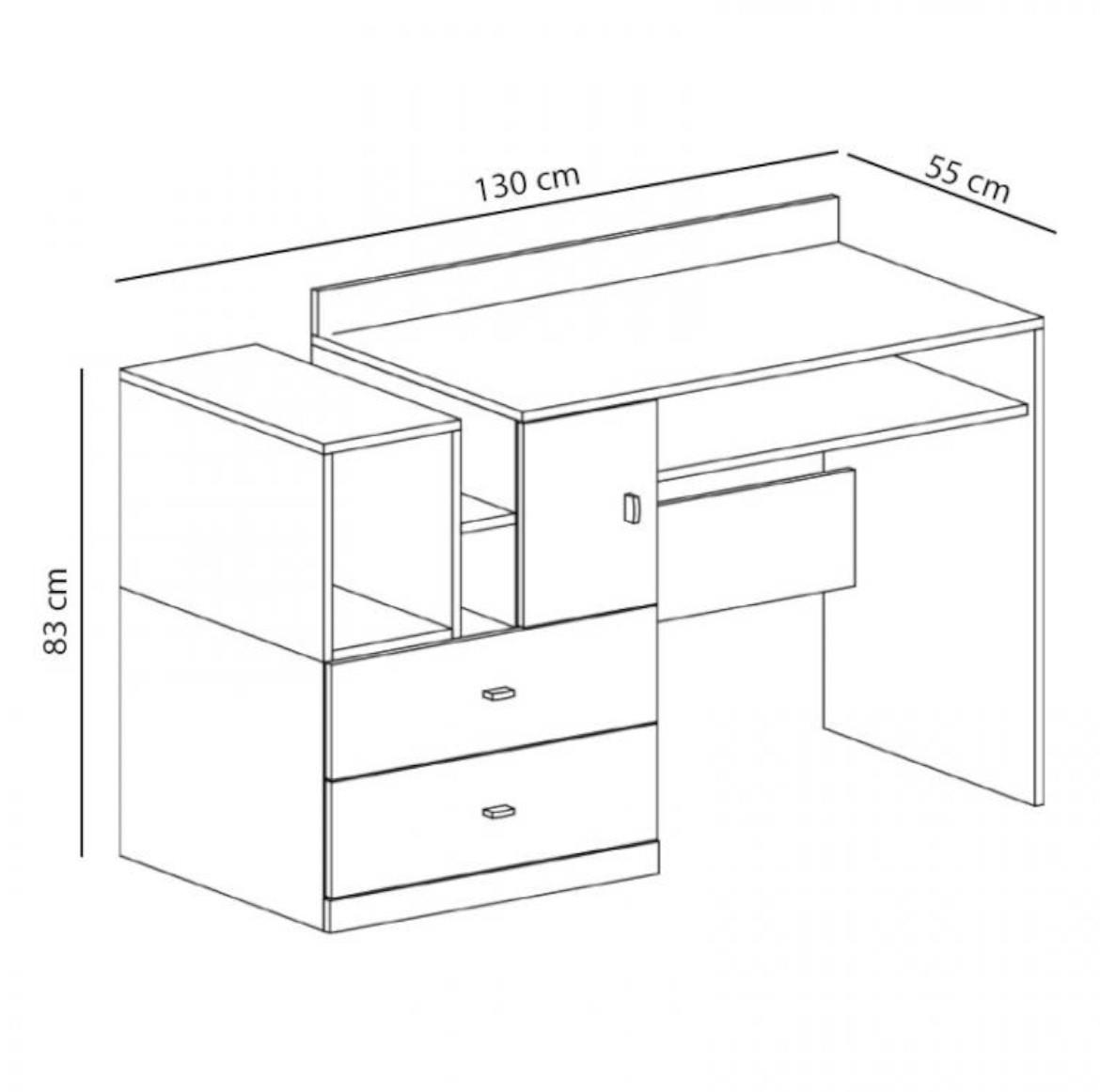 Mobi MO-11 radni sto 1 vrata+2 fioke 130x55x83 cm bela/tirkizna