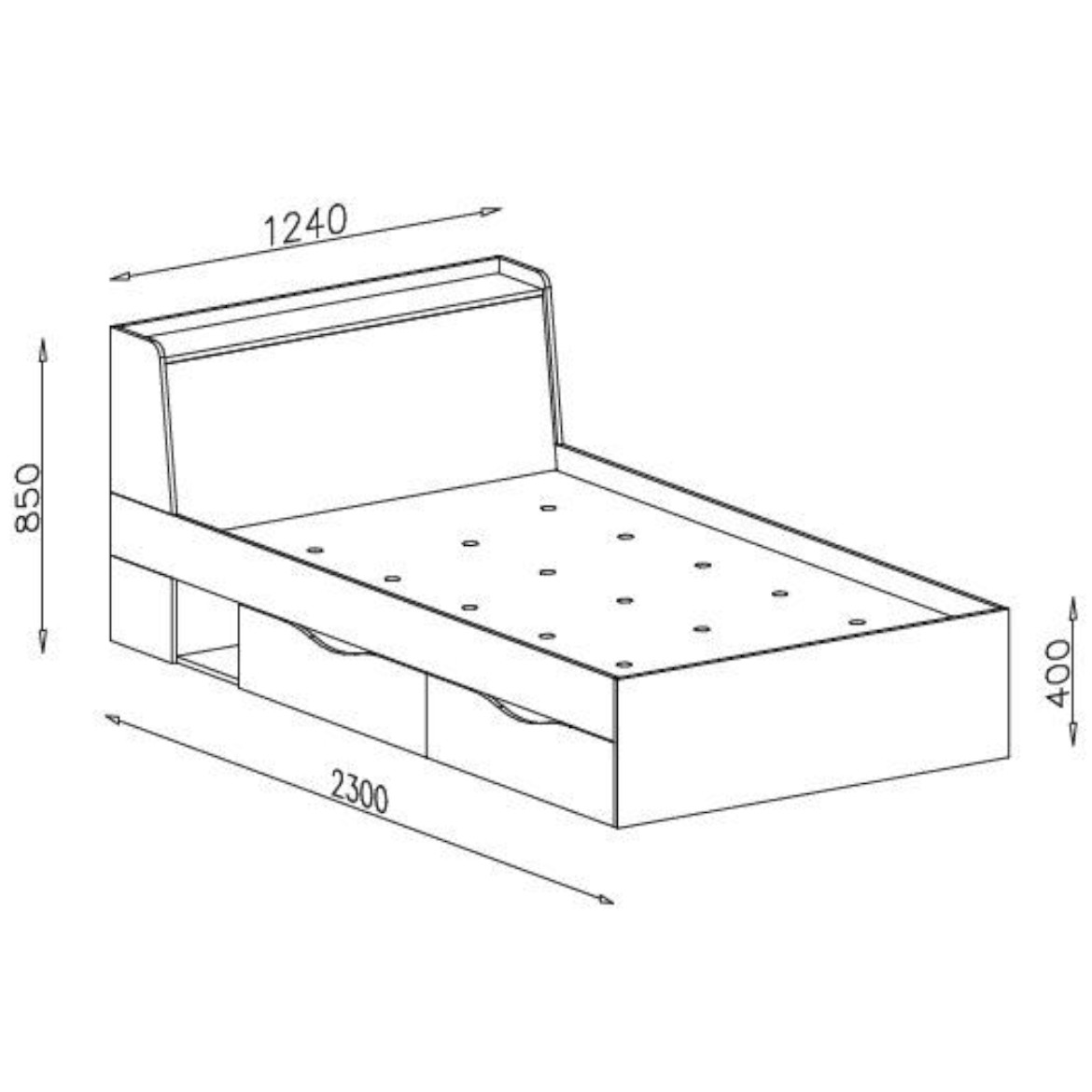 Krevet Delta 124 dl15 hrast / antracit