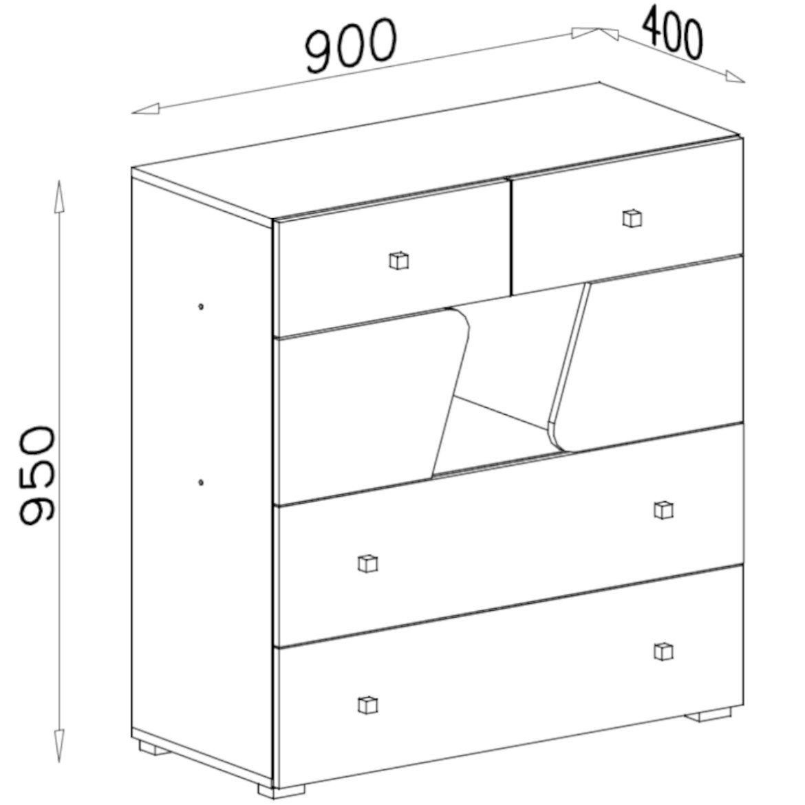 Delta DL10 komoda 90x40x95 cm hrast / antracit