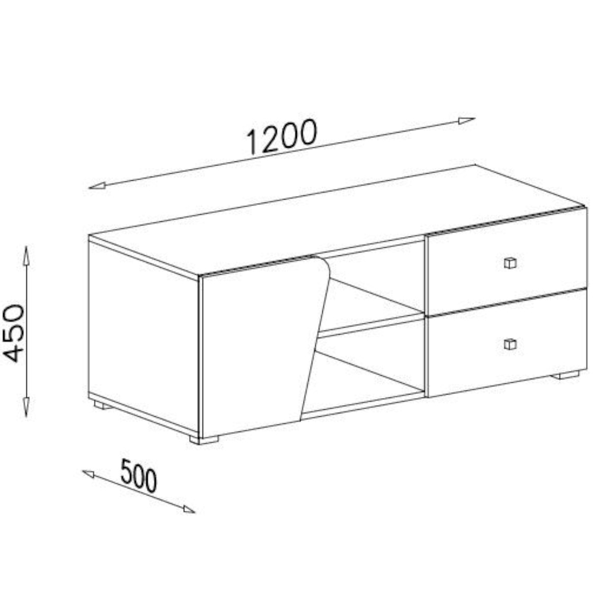 Delta TV komoda 1 vrata + 2 fioke 120x50x45 cm hrast / antracit