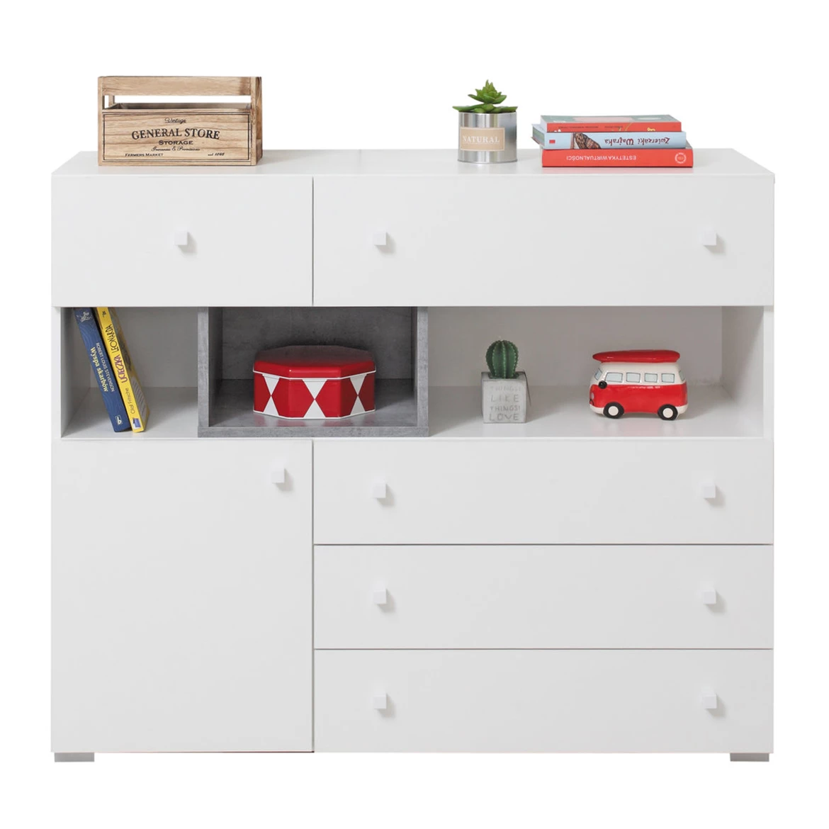 Sigma SI12 komoda 1 vrata+5 fioka 110x40x94 cm bela