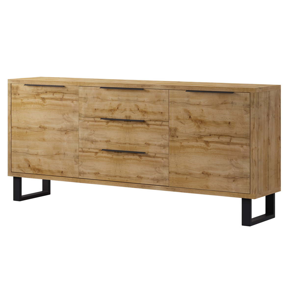 Halle komoda 2 vrata + 3 fioke 201x45x83 cm natur (wotan hrast)