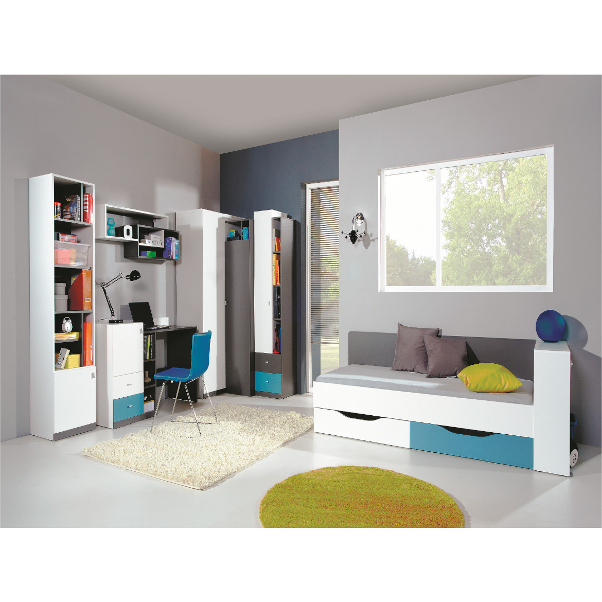 Tablo polica 1 vrata+7 otvora 45x40x195 siva/bela