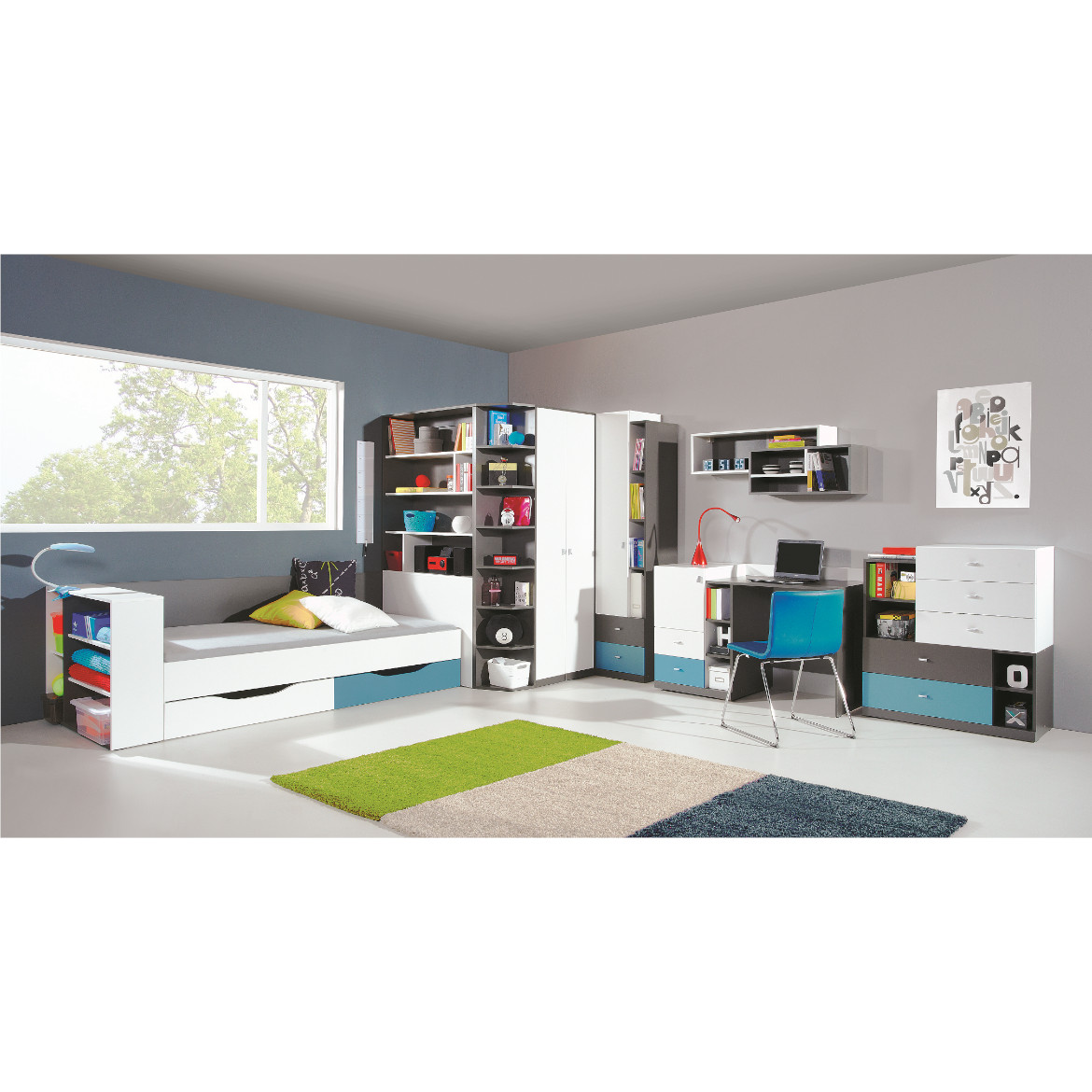 Tablo polica 1 vrata+7 otvora 45x40x195 siva/bela