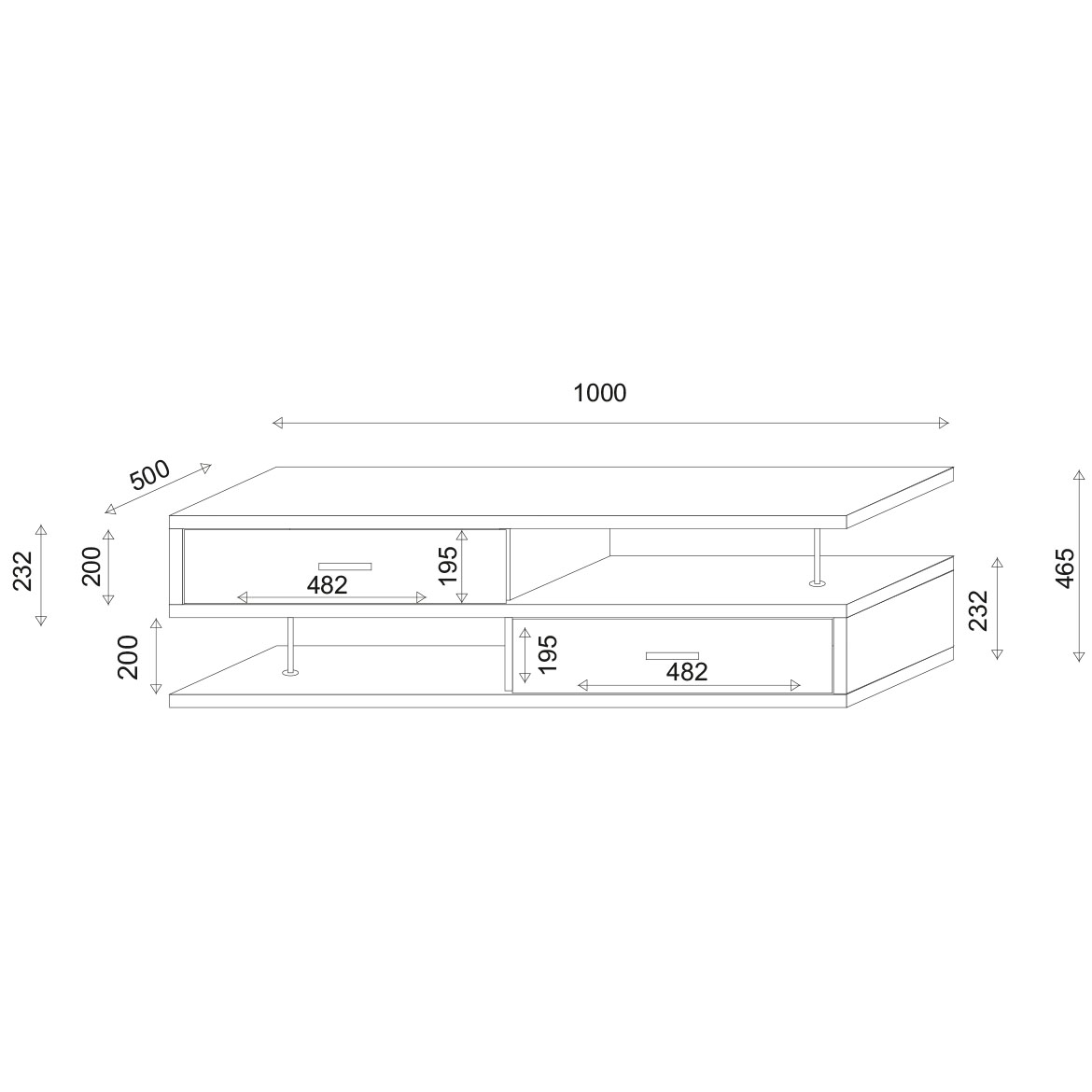 Klub sto Wachau 2 fioke 100x50x46,5 cm beli