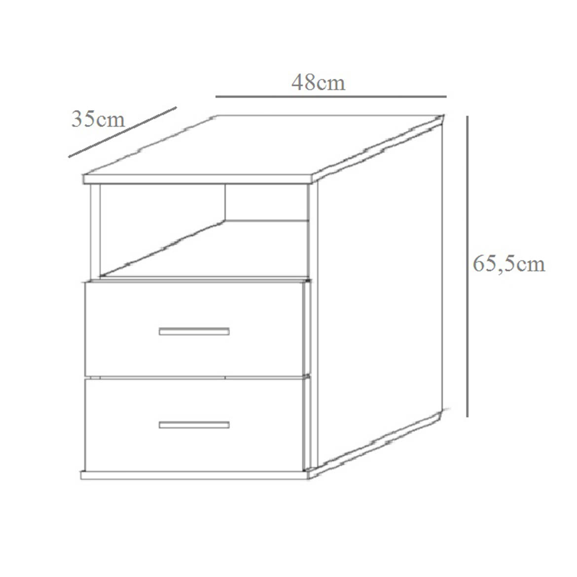 Goda III nocni ormaric 2 fioke 48x35x65,5 sonoma