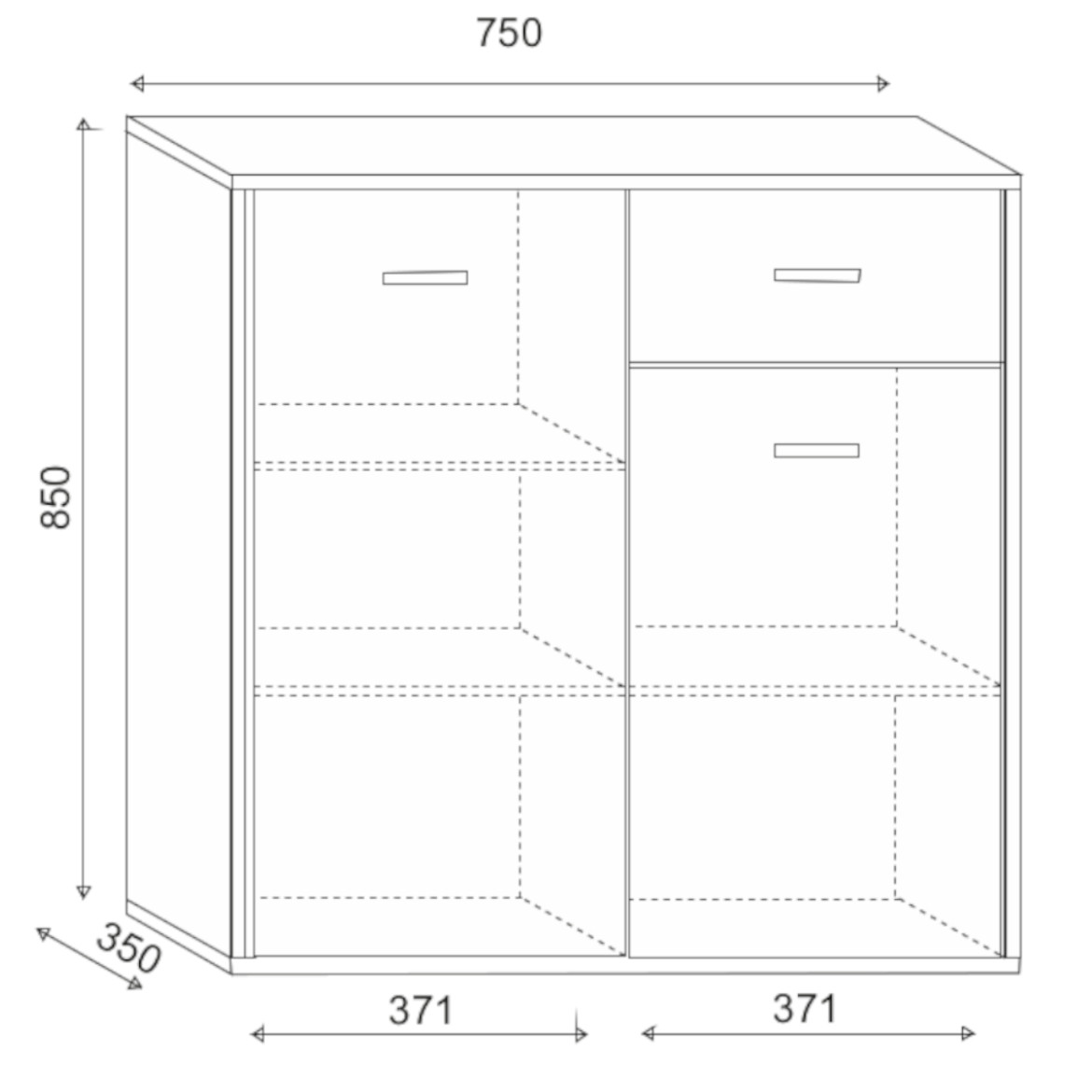 Jacob I komoda 2 vrata + 1 fioka 75x33x85 cm natur (sonoma hrast)/ bela