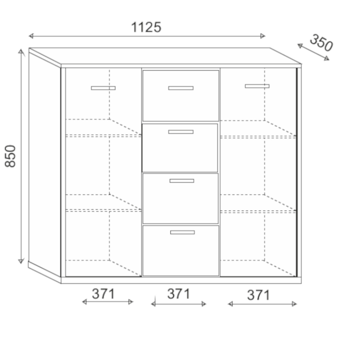 Jacob II komoda 2 vrata + 4 fioke 120x33x85 cm natur (sonoma hrast)