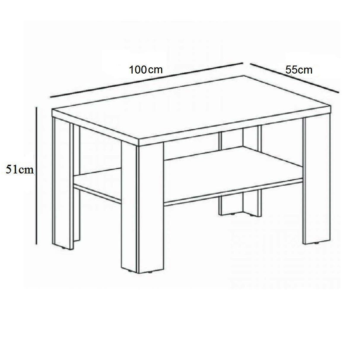 Klub sto Mati III 1 polica 100x55x51 cm natur (sonoma hrast)